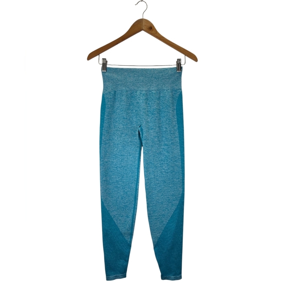 Victorias Secret Pink Seamless Leggings Aqua Blue Athleisure Yoga Size Small
